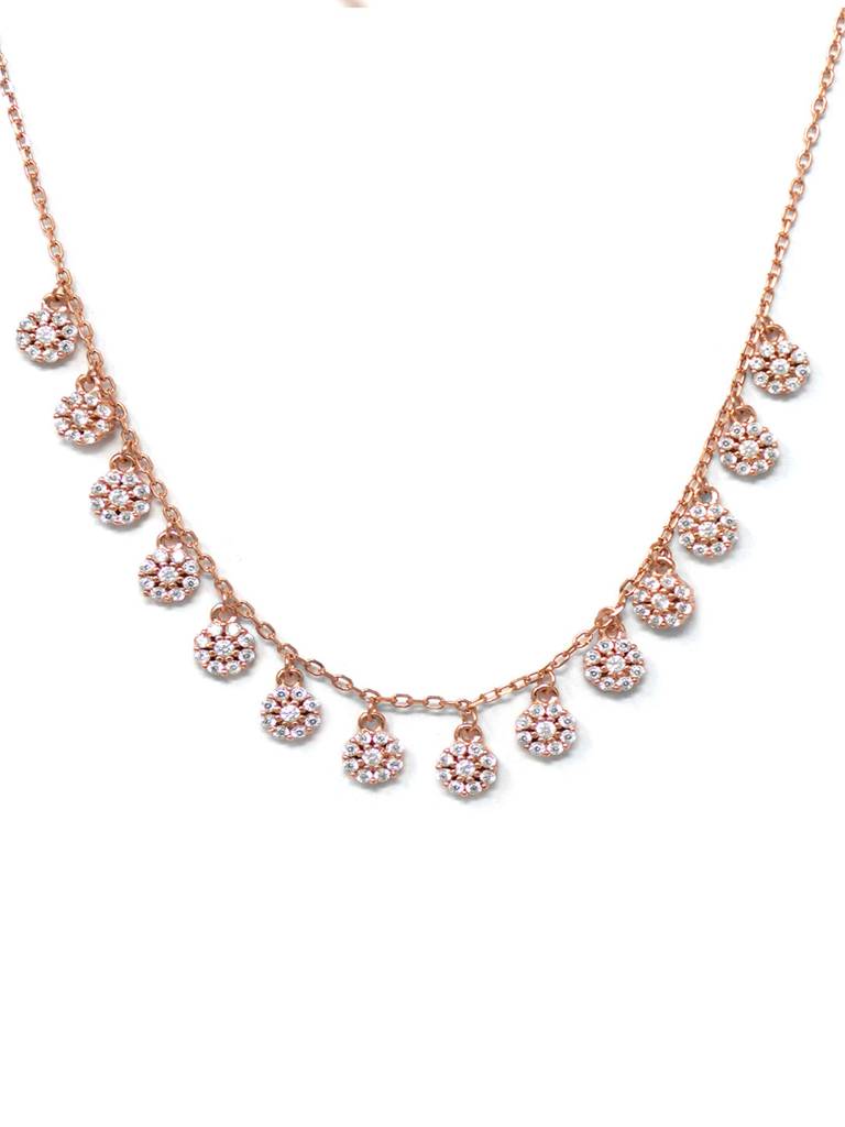 Flower Garland Rose Gold Plated Sterling Silver Chain Necklace : MZRNCP702D1675