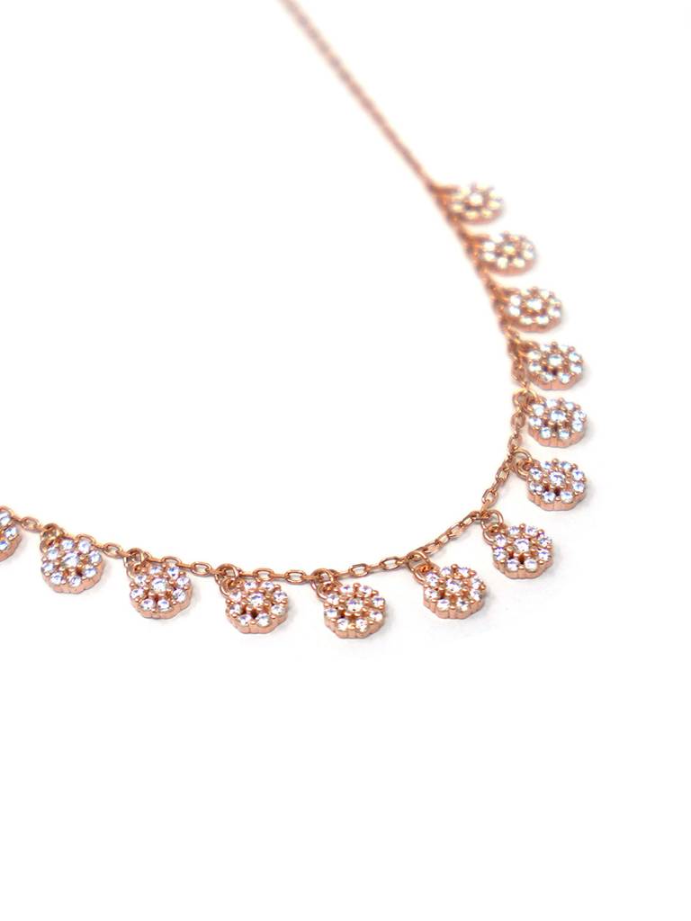 Flower Garland Rose Gold Plated Sterling Silver Chain Necklace : MZRNCP702D1675
