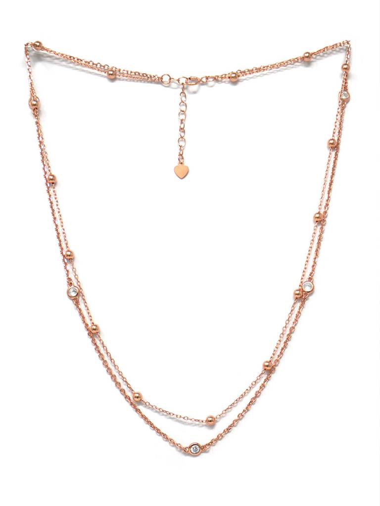 Mannash Multilayer Dramatic Rose Gold Plated Sterling Silver Chain Necklace : MZRNCP705D1678