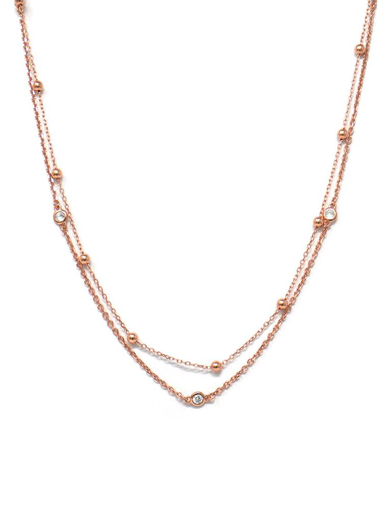 Mannash Multilayer Dramatic Rose Gold Plated Sterling Silver Chain Necklace : MZRNCP705D1678