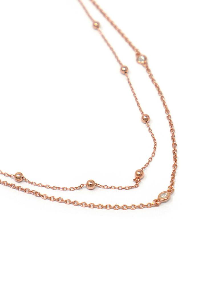 Mannash Multilayer Dramatic Rose Gold Plated Sterling Silver Chain Necklace : MZRNCP705D1678