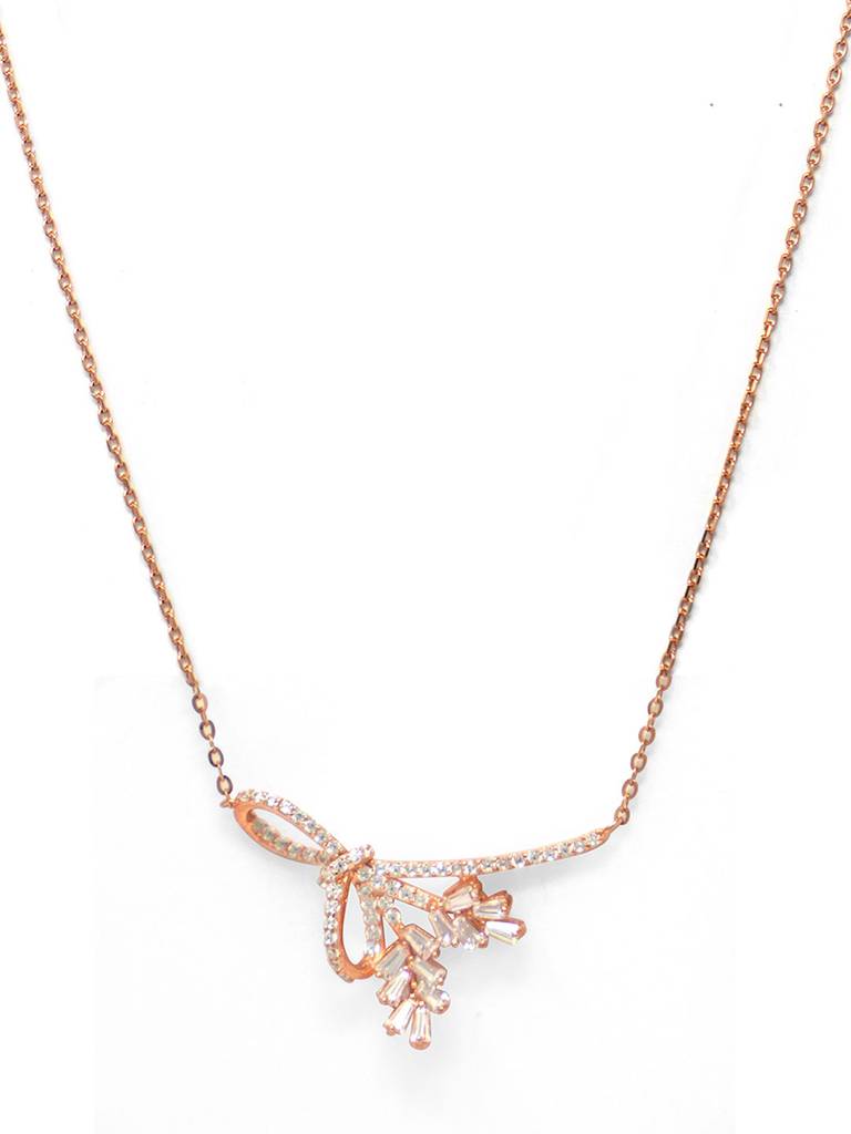 Luminous Knot Rose Gold Plated Sterling Silver Chain Necklace : MZRNCP722D1708