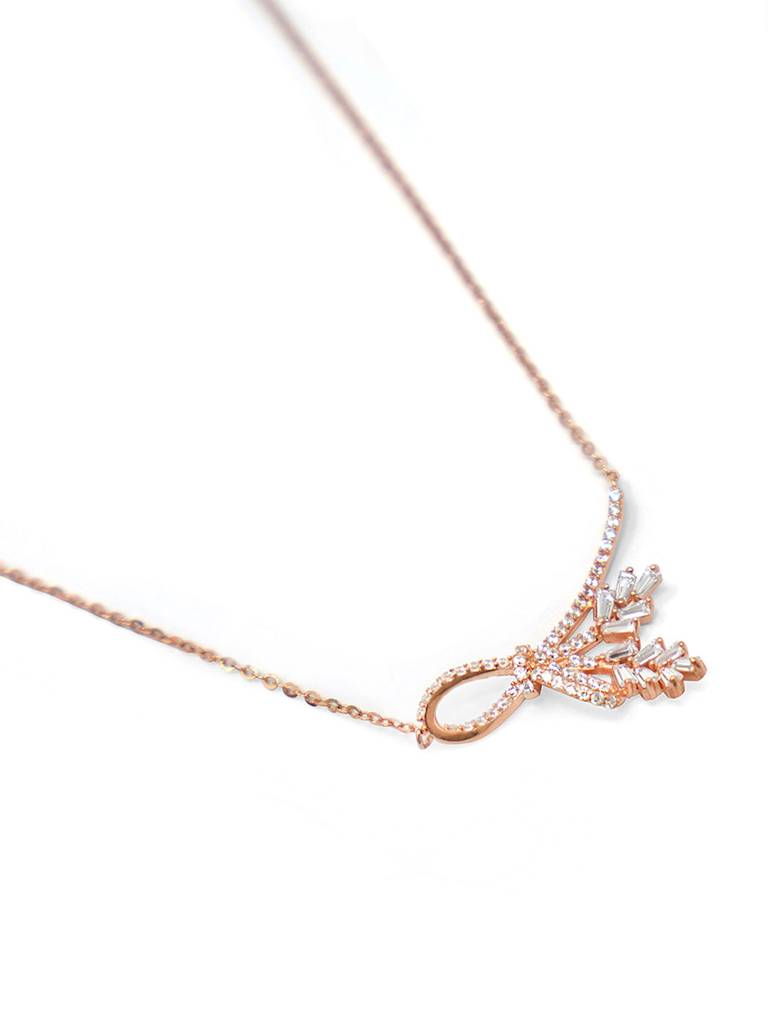 Luminous Knot Rose Gold Plated Sterling Silver Chain Necklace : MZRNCP722D1708