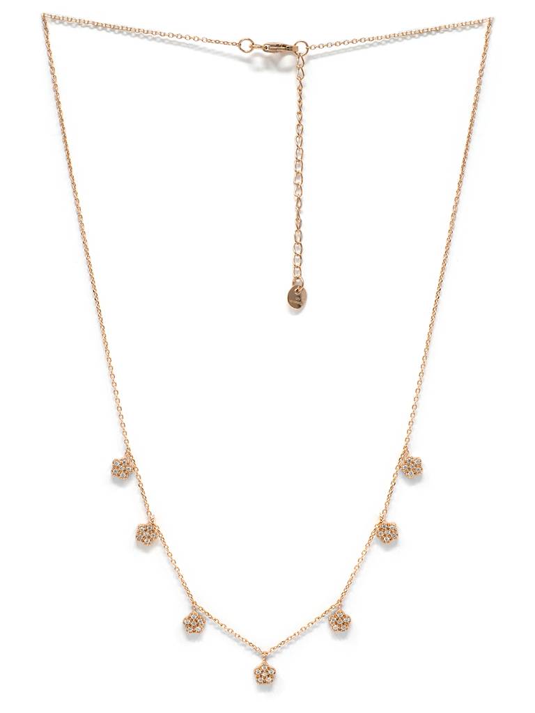 Happy Flowers Charm Rose Gold Plated Sterling Silver Delicate Necklace : MZRND296D569