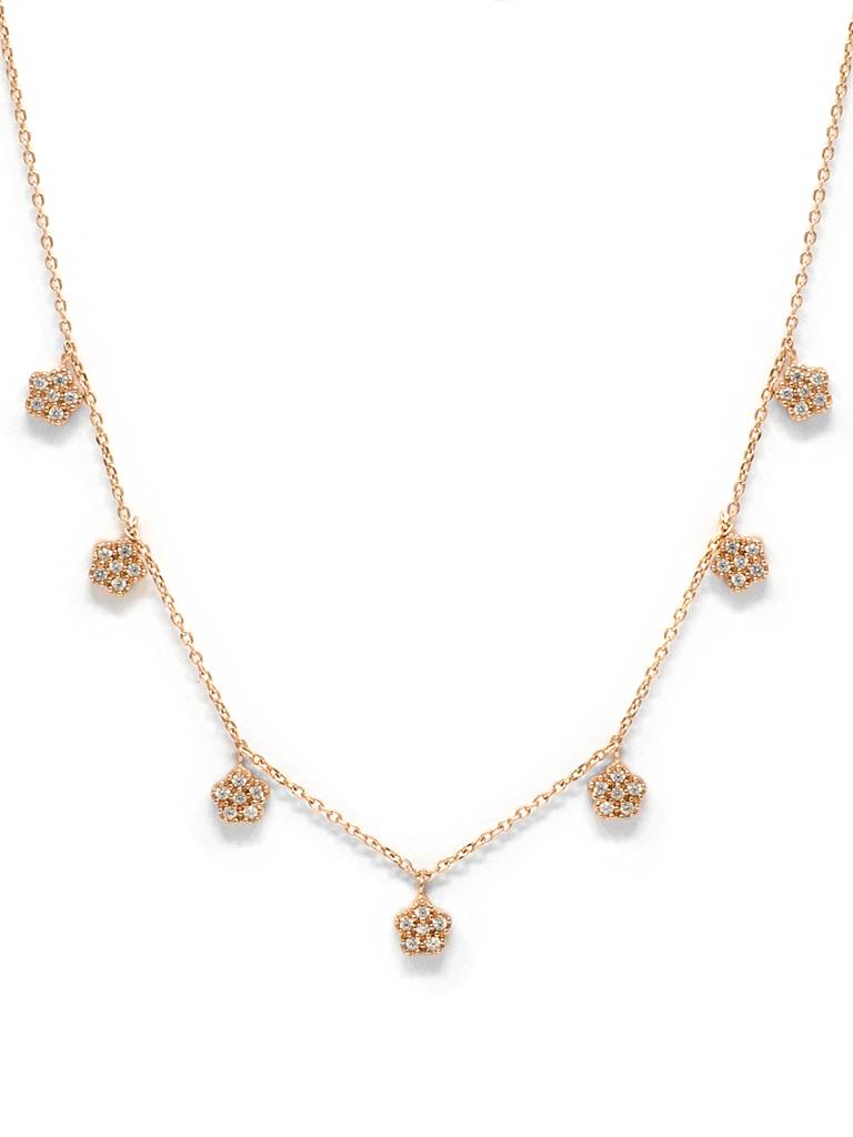 Happy Flowers Charm Rose Gold Plated Sterling Silver Delicate Necklace : MZRND296D569