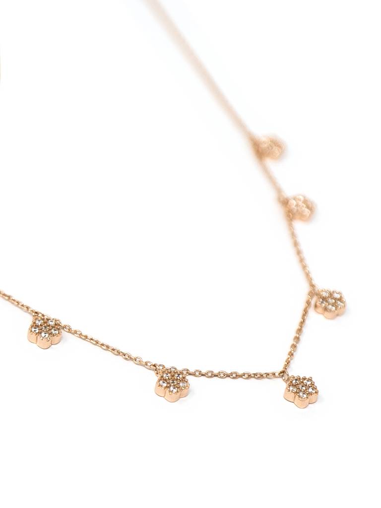 Happy Flowers Charm Rose Gold Plated Sterling Silver Delicate Necklace : MZRND296D569