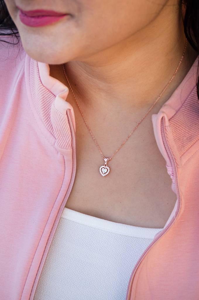 Mannash Next To Your Heart Rose Gold Plated Sterling Silver Chain Necklace : MZRND829D1947