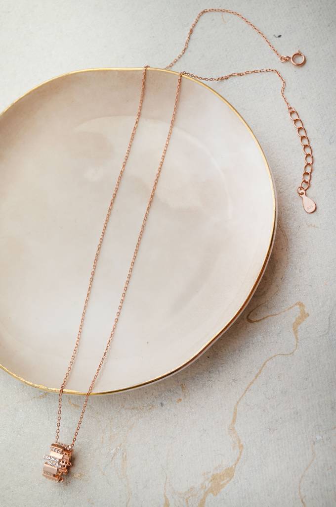 Mannash Tetris Ringlet Rose Gold Plated Sterling Silver Chain Necklace : MZRND836D1954
