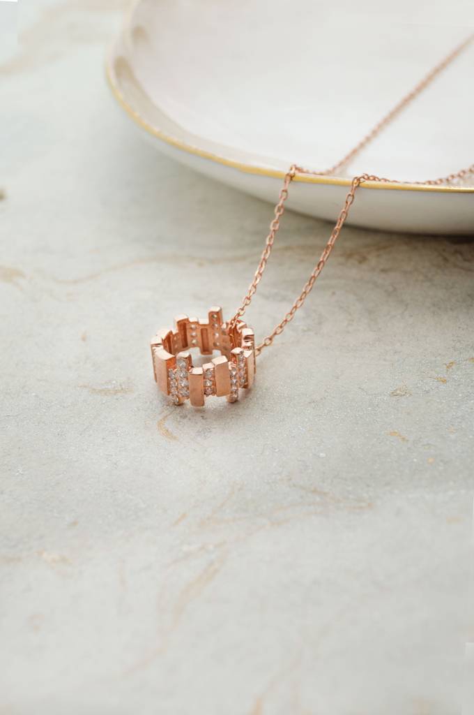Mannash Tetris Ringlet Rose Gold Plated Sterling Silver Chain Necklace : MZRND836D1954