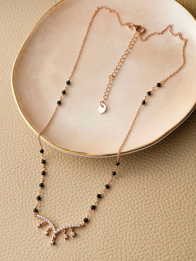 Star Charmer Rose Gold Plated Mangalsutra Chain Necklace : MZRNM5851382