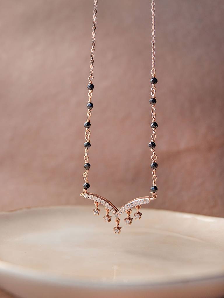 Star Charmer Rose Gold Plated Mangalsutra Chain Necklace : MZRNM5851382