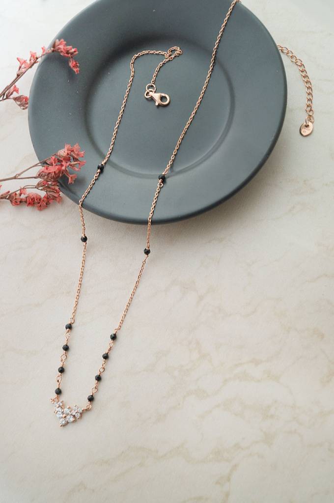 Mini Flower Garland Gold Plated Sterling Silver Mangalsutra Necklace : MZRNM853D1980