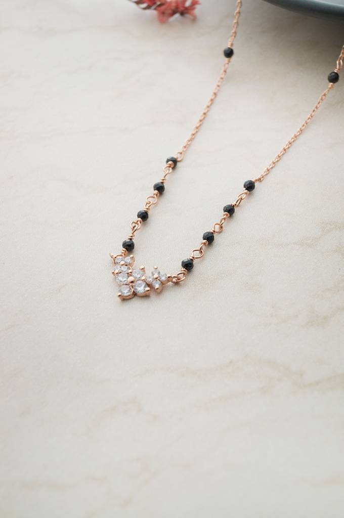 Mini Flower Garland Gold Plated Sterling Silver Mangalsutra Necklace : MZRNM853D1980