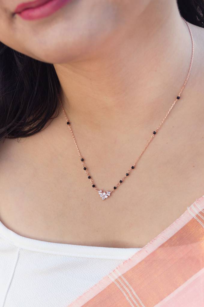 Mini Flower Garland Gold Plated Sterling Silver Mangalsutra Necklace : MZRNM853D1980