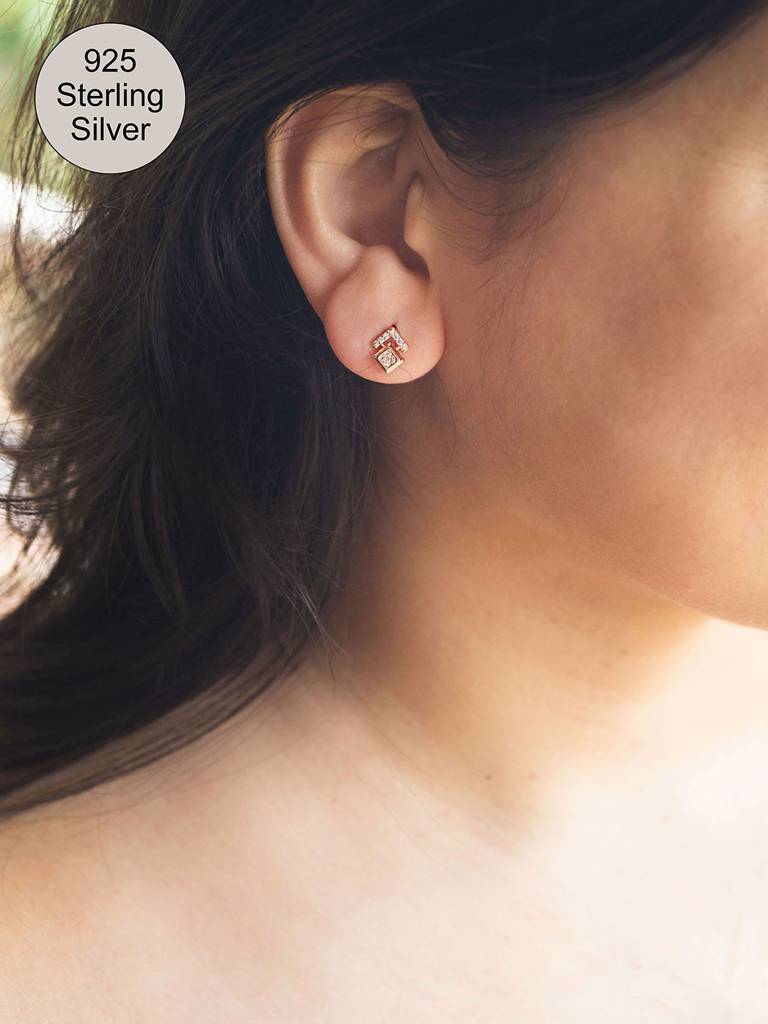 Mannash Grandeur Geometric Rose Gold Plated Sterling Silver Chain Necklace Set : MZRNS557D1321