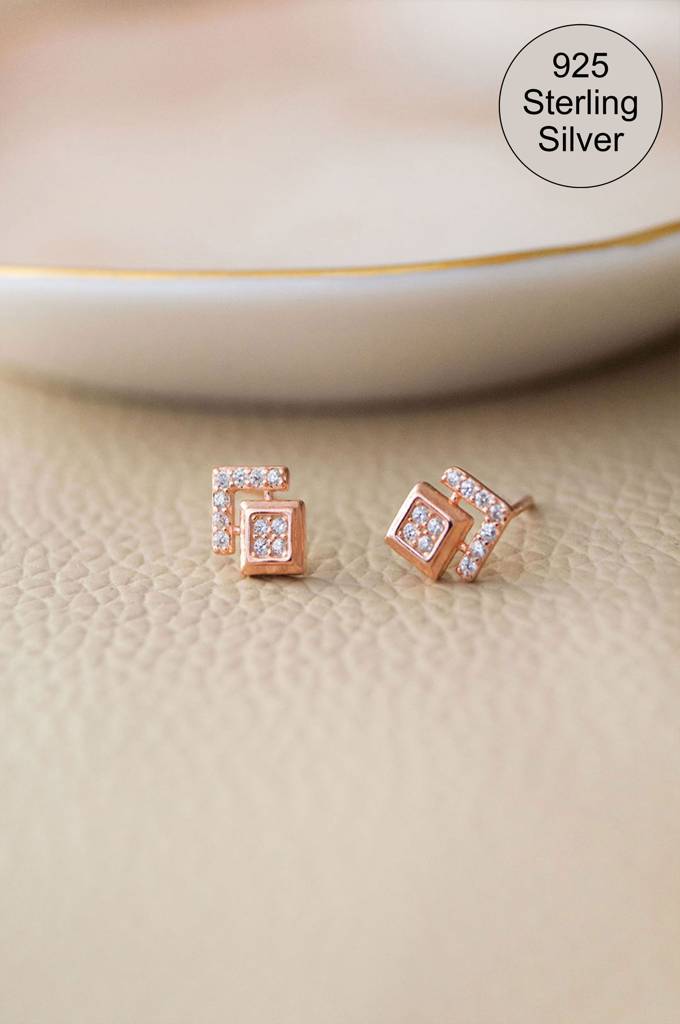 Mannash Grandeur Geometric Rose Gold Plated Sterling Silver Chain Necklace Set : MZRNS557D1321