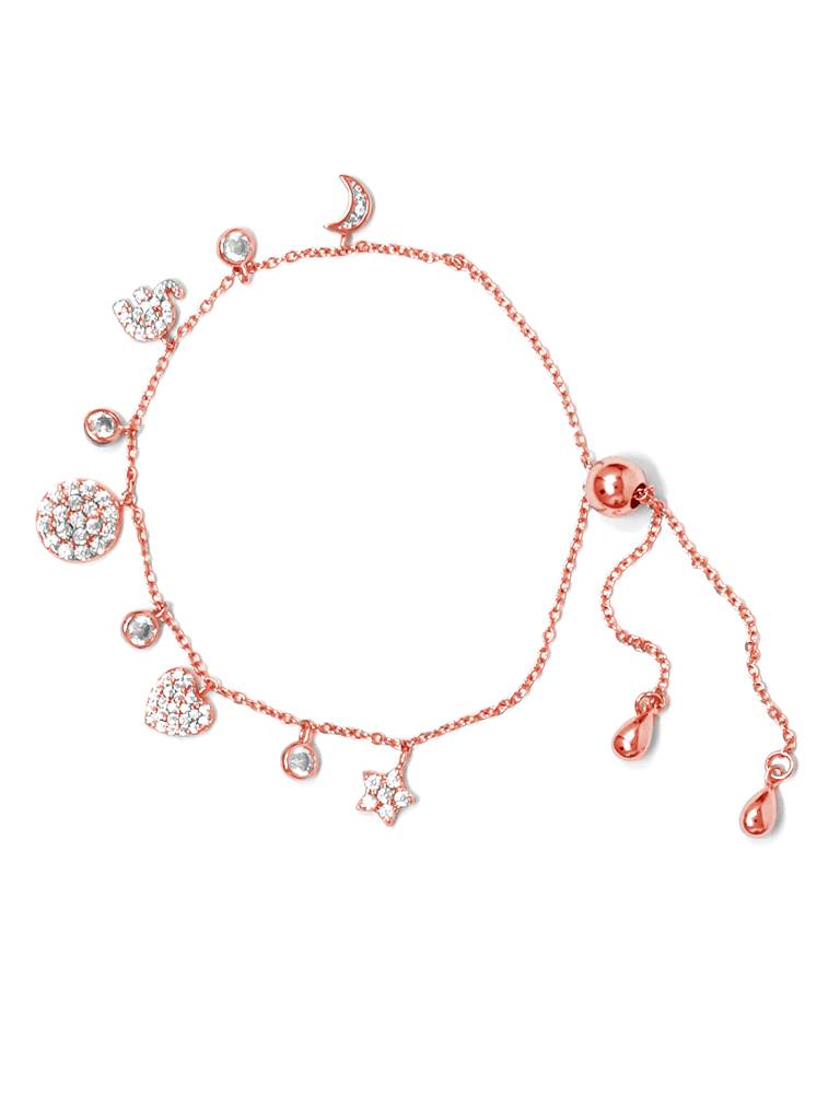 Cutie Charms Rose Gold Plated Sterling Silver Pull Chain Bracelet : MZRPB360D785