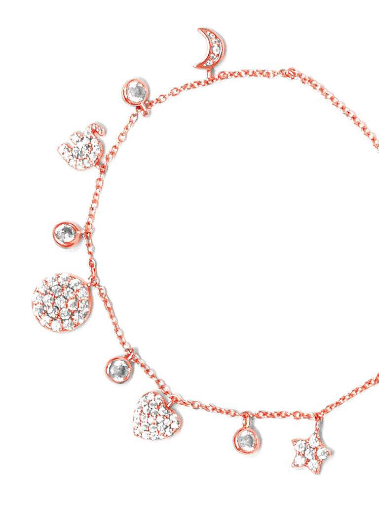 Cutie Charms Rose Gold Plated Sterling Silver Pull Chain Bracelet : MZRPB360D785
