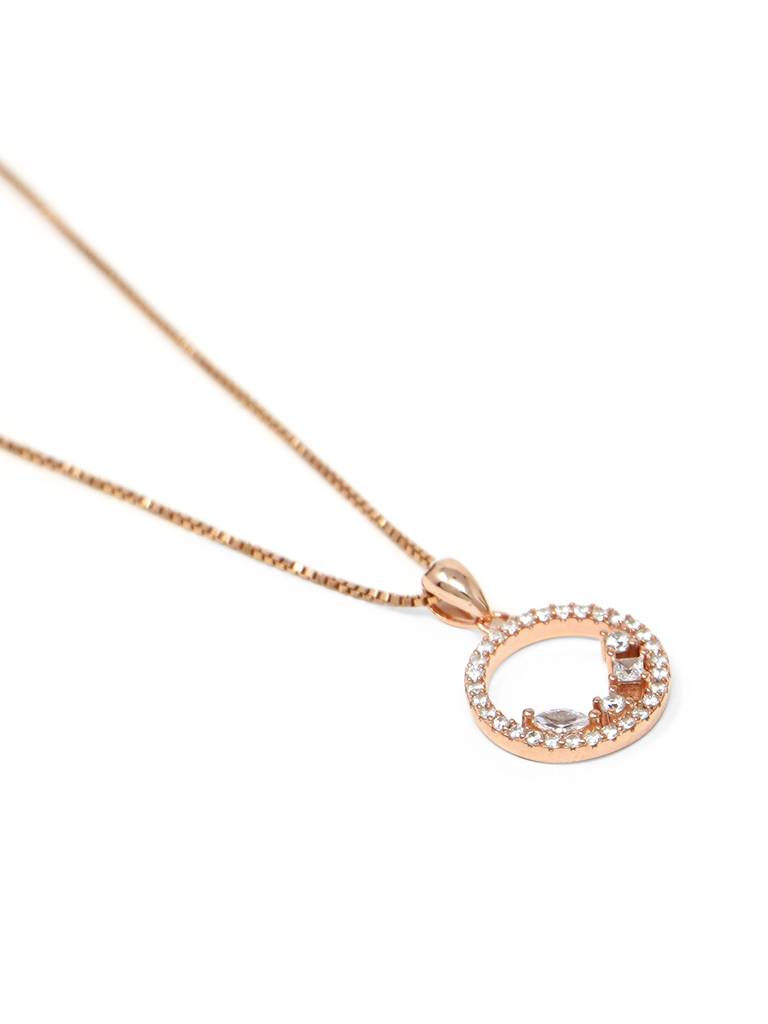 Blossom Circle Rose Gold Plated Sterling Silver Pendant With Chain