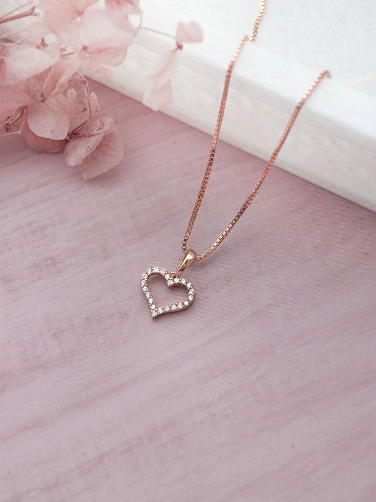 Mannash Tiny Heart Rose Gold Plated Sterling Silver Pendant : MZRPC430D2063