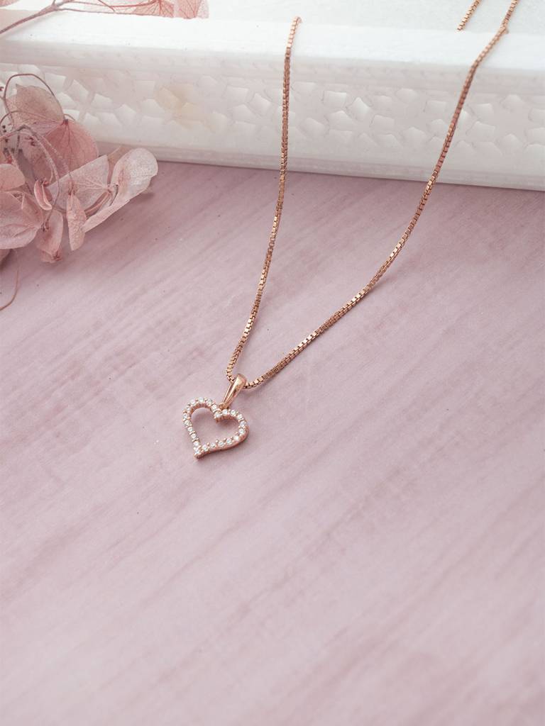 Mannash Tiny Heart Rose Gold Plated Sterling Silver Pendant : MZRPC430D2063