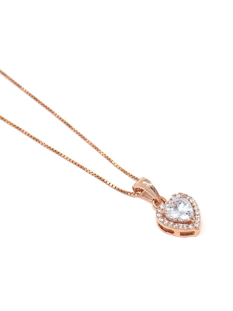 Heart Solitaire Rose Gold Plated Sterling Silver Pendant With Chain : MZRPC453D1077