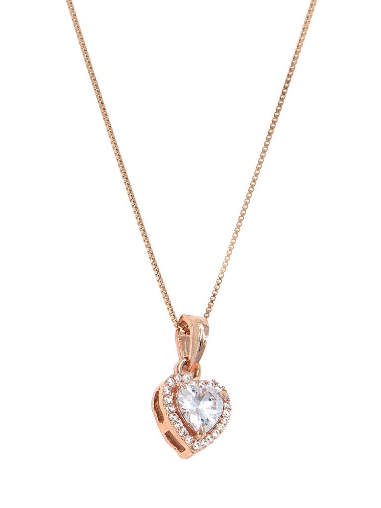 Heart Solitaire Rose Gold Plated Sterling Silver Pendant With Chain : MZRPC453D1077