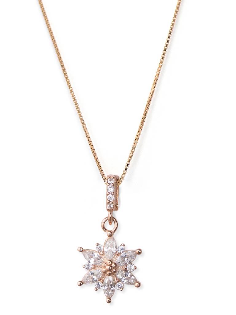 Flowery Sunflower Garland Rose Gold Plated Sterling Silver Pendant With Chain : MZRPC595D1425