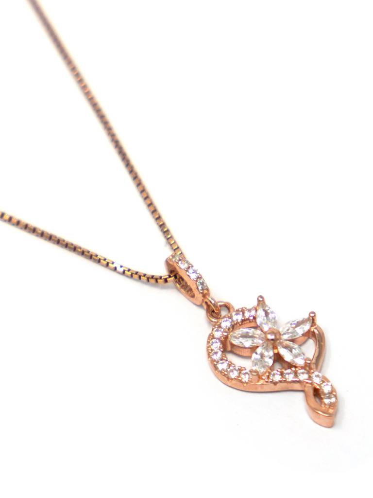 Mannash Swirling Flower Rose Gold Plated Sterling Silver Pendant : MZRPC710D1690
