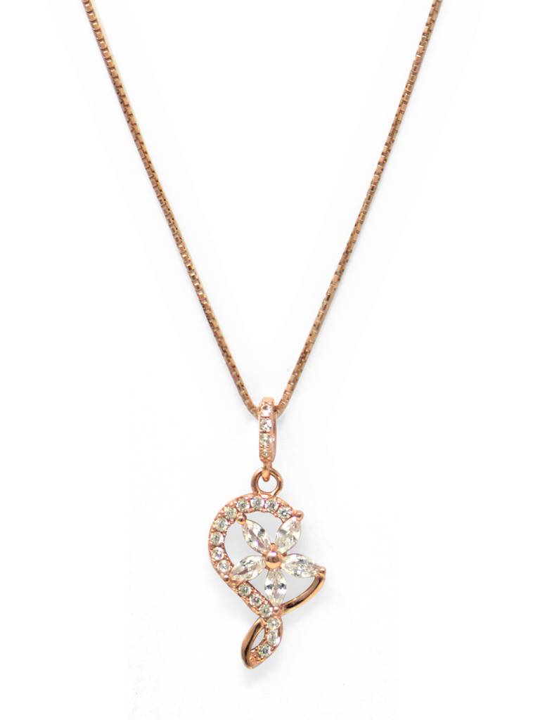 Mannash Swirling Flower Rose Gold Plated Sterling Silver Pendant : MZRPC710D1690