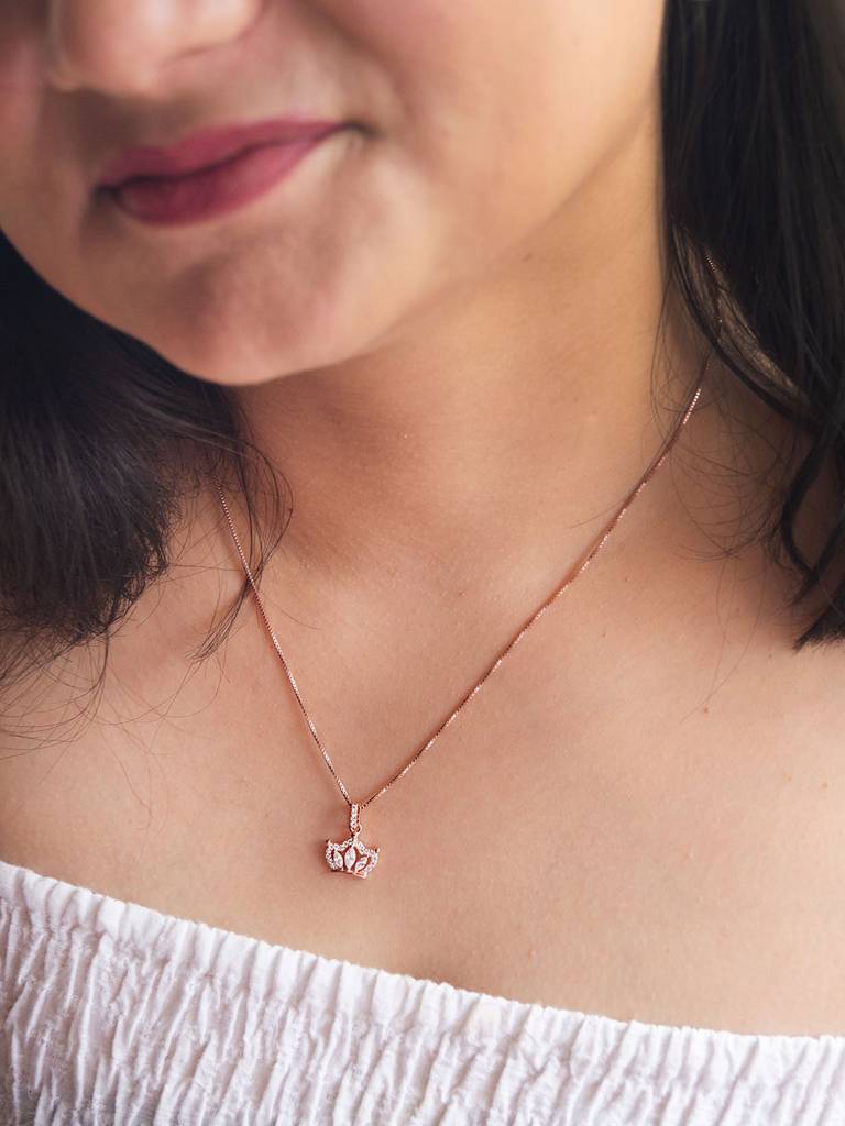 Mannash Pretty Crown Rose Gold Plated Sterling Silver Pendant : MZRPC801D1871