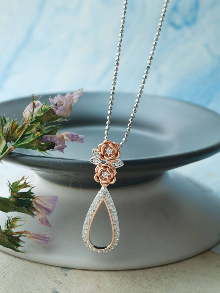 Mannash Garden Of Happiness Silver & Rose Gold Plated Sterling Silver Pendant : MZRPC886D2052