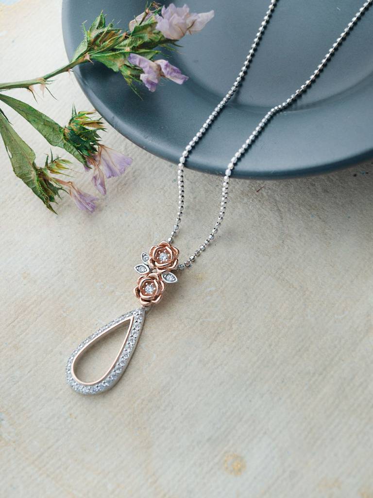 Mannash Garden Of Happiness Silver & Rose Gold Plated Sterling Silver Pendant : MZRPC886D2052
