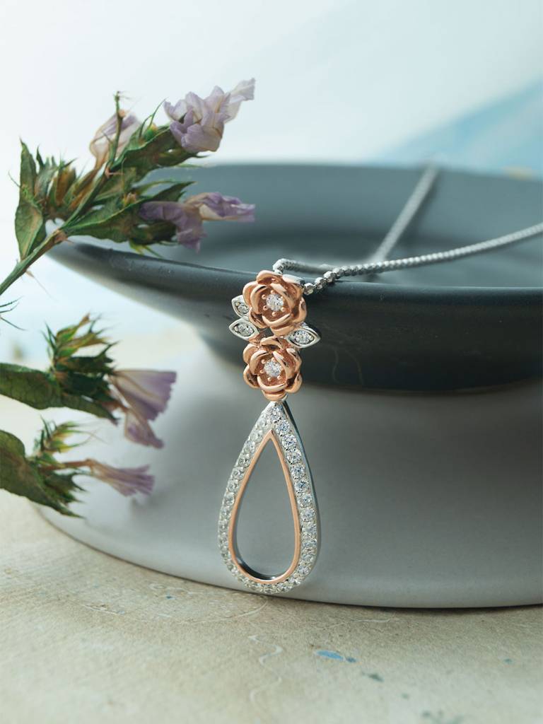 Mannash Garden Of Happiness Silver & Rose Gold Plated Sterling Silver Pendant : MZRPC886D2052
