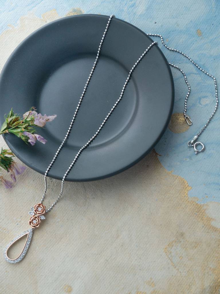 Mannash Garden Of Happiness Silver & Rose Gold Plated Sterling Silver Pendant : MZRPC886D2052