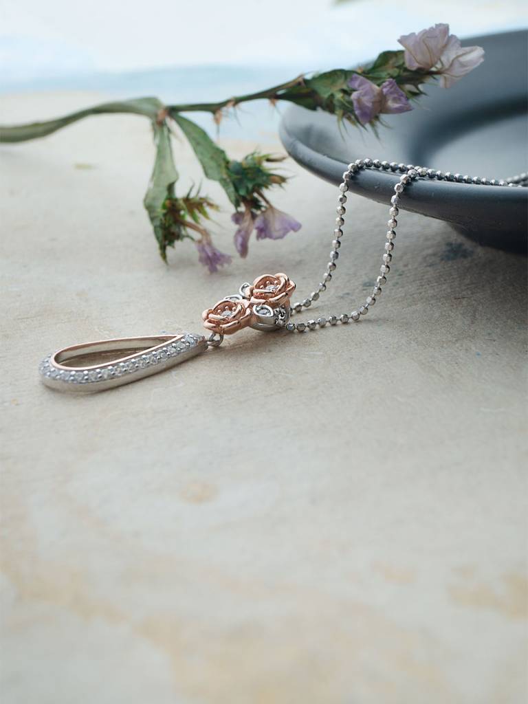 Mannash Garden Of Happiness Silver & Rose Gold Plated Sterling Silver Pendant : MZRPC886D2052