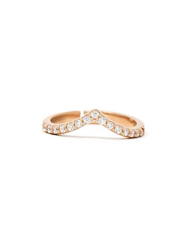 Charming Classic V Gold Plated Sterling Silver Adjustable Ring : MZRRA599D1439