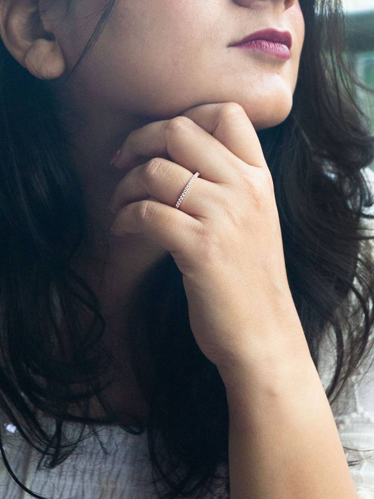 Pretty Eternity Rose Gold Plated Sterling Silver Adjustable Ring : MZRRA601D1443