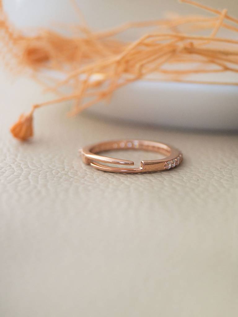 Pretty Eternity Rose Gold Plated Sterling Silver Adjustable Ring : MZRRA601D1443