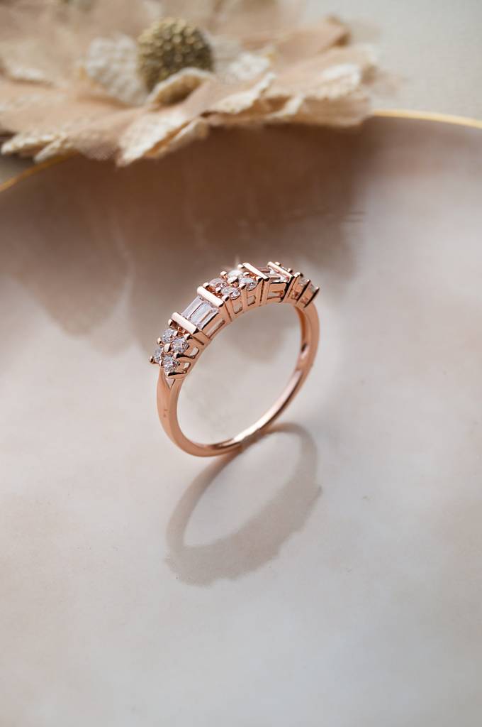 Bold And Beautiful Rose Gold Plated Sterling Silver Band Ring : MZRRB325D691