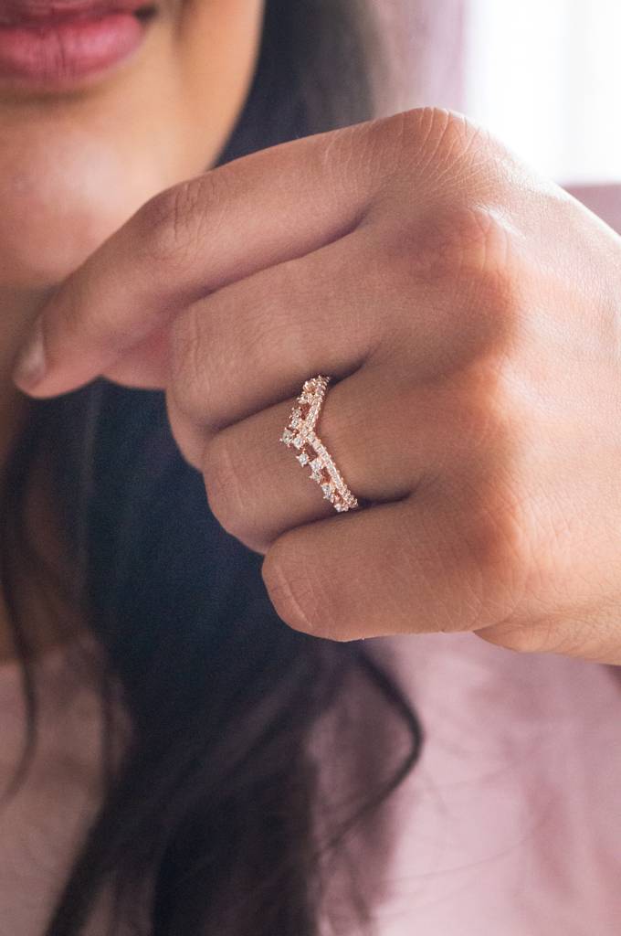 Fairy Crown Rose Gold Plated Sterling Silver Ring : MZRRC320D666