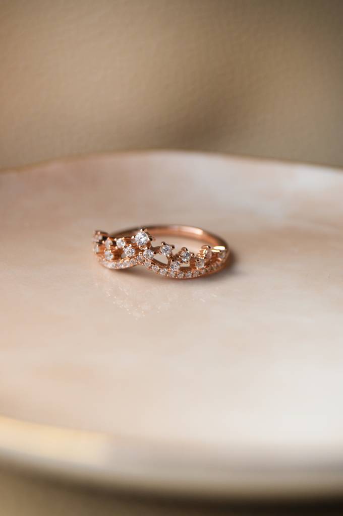 Fairy Crown Rose Gold Plated Sterling Silver Ring : MZRRC320D667