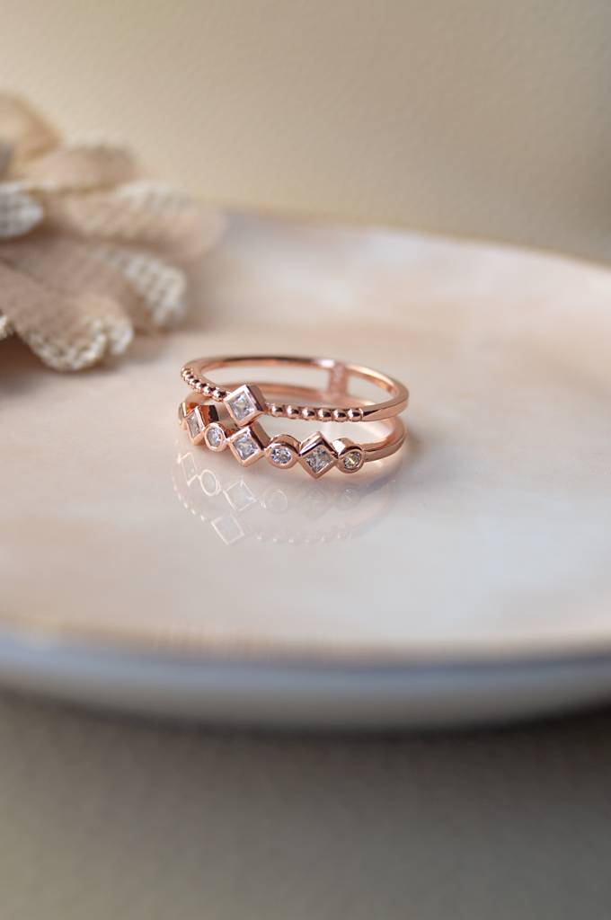 Embrace Yourself Two Layer Rose Gold Plated Sterling Silver Ring : MZRRC331D726