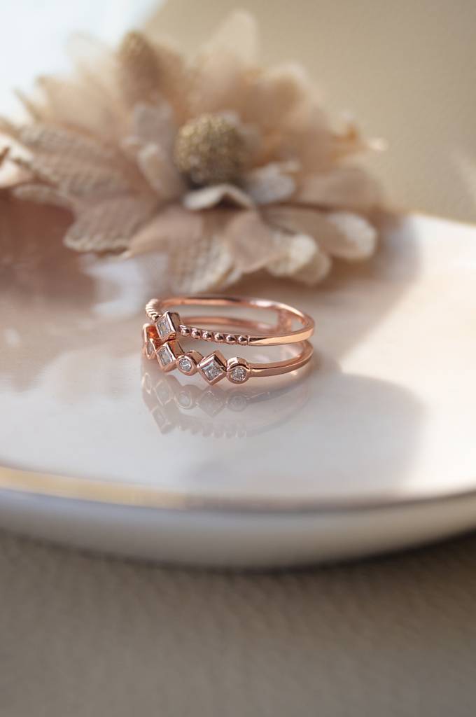 Embrace Yourself Two Layer Rose Gold Plated Sterling Silver Ring : MZRRC331D726