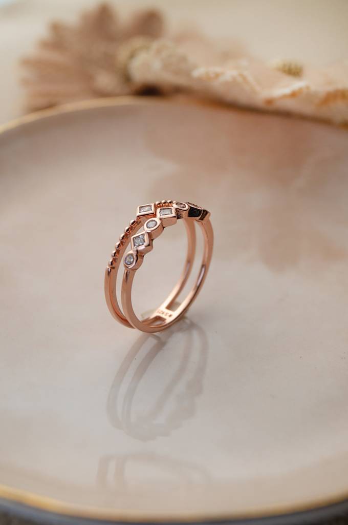Embrace Yourself Two Layer Rose Gold Plated Sterling Silver Ring : MZRRC331D726