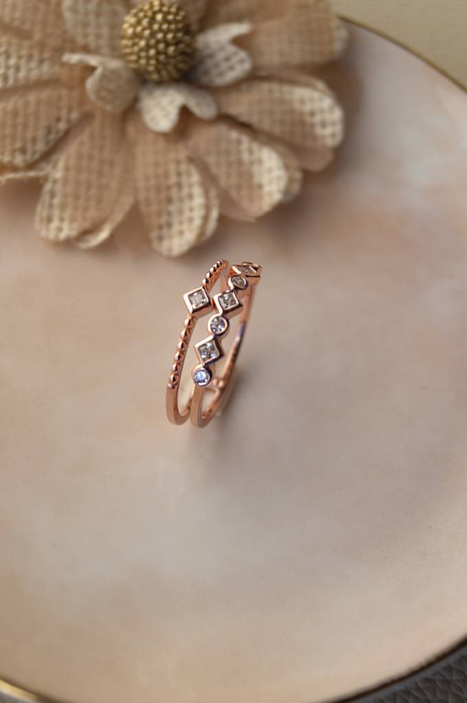 Embrace Yourself Two Layer Rose Gold Plated Sterling Silver Ring : MZRRC331D726