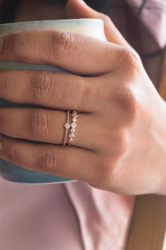 Embrace Yourself Two Layer Rose Gold Plated Sterling Silver Ring : MZRRC331D726