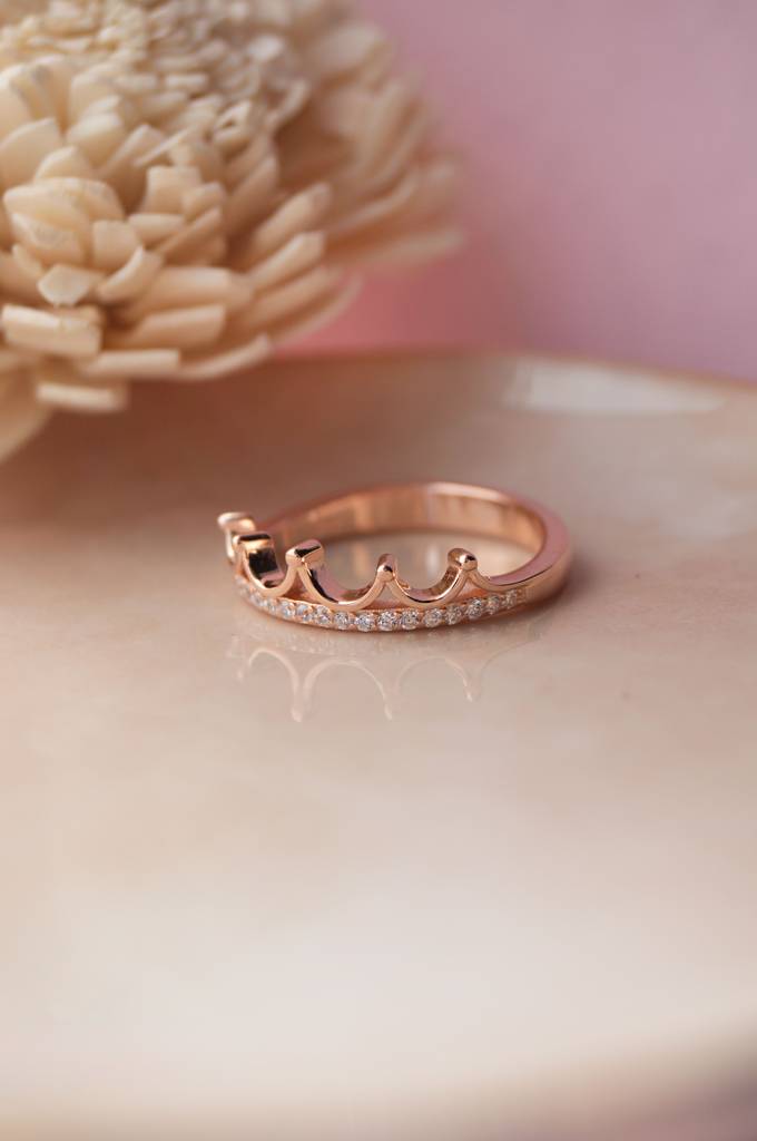Crown Rose Gold Plated Sterling Silver Ring : MZRRC396D890