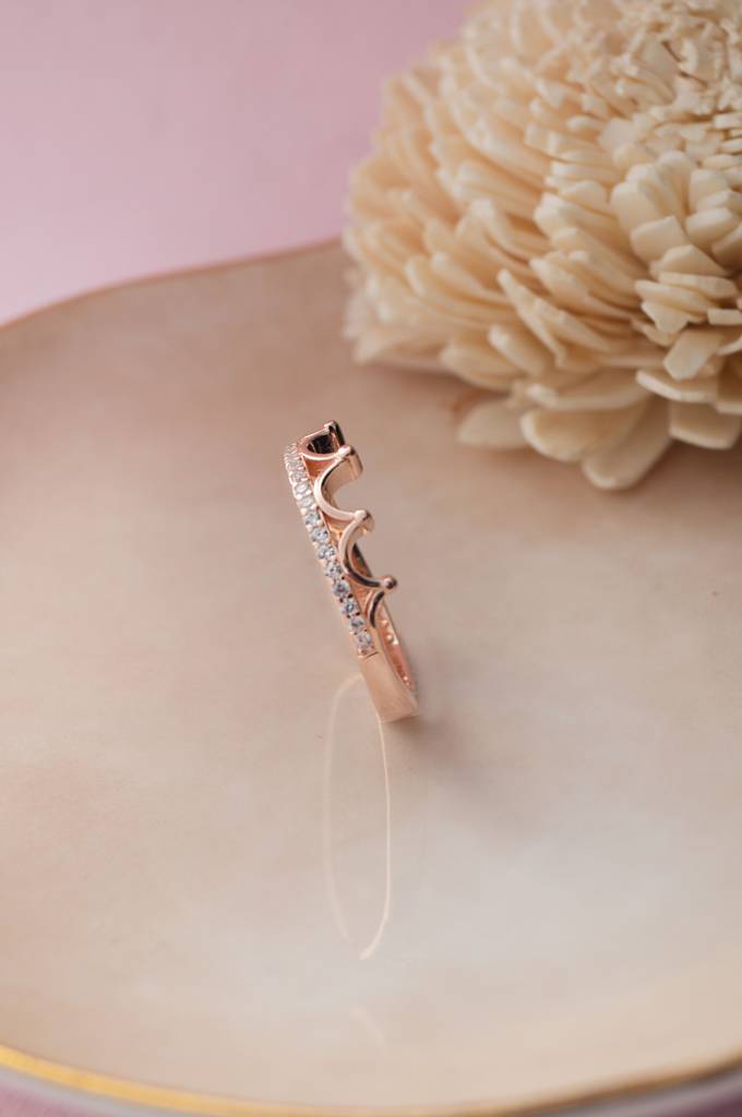 Crown Rose Gold Plated Sterling Silver Ring : MZRRC396D890