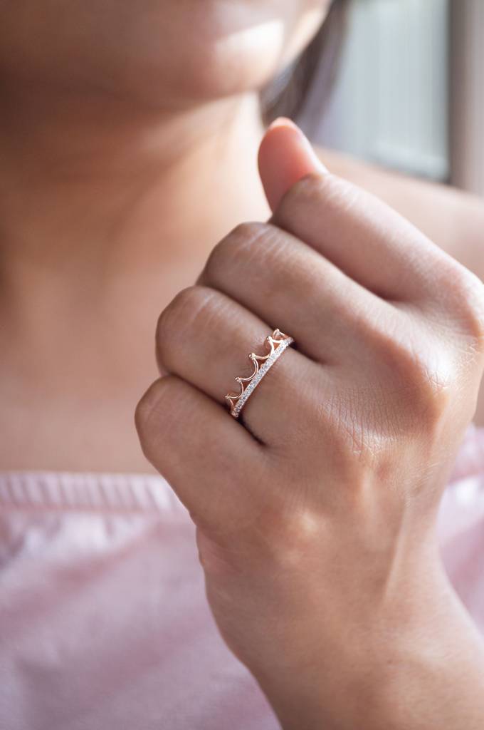 Crown Rose Gold Plated Sterling Silver Ring : MZRRC396D890